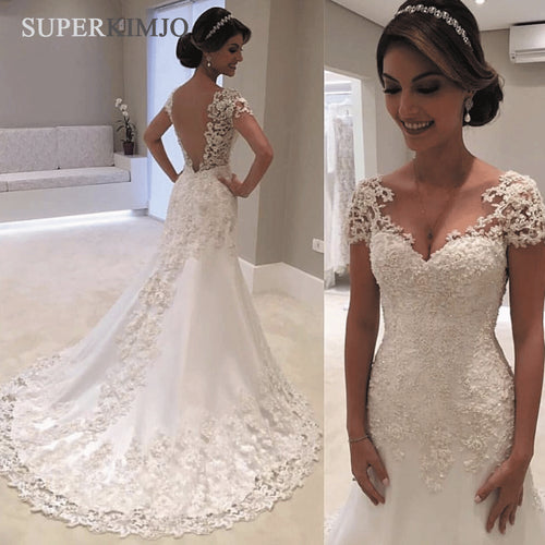 lace applique mermaid wedding dresses long sleeve modest elegant