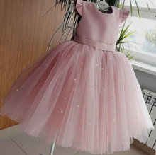 Load image into Gallery viewer, pink kids ball gown cap sleeve peals cheap flower girl dresses for weddings 2020 toddler little girl dress