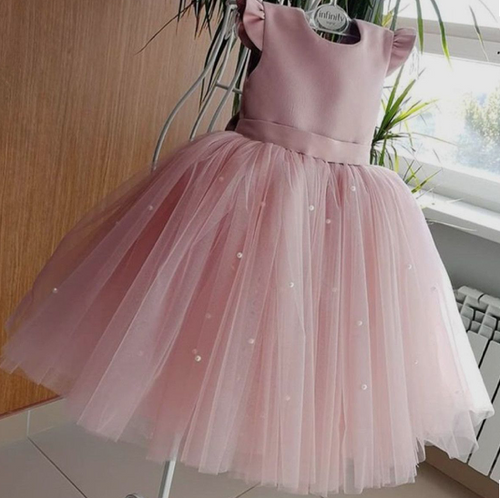 pink kids ball gown cap sleeve peals cheap flower girl dresses for weddings 2020 toddler little girl dress