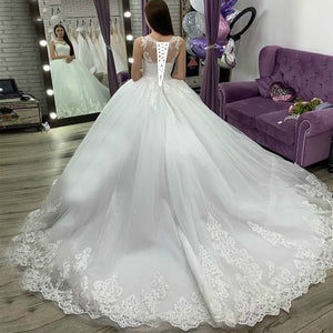 Lace Applique off white wedding dresses ball gown vestido de Novia princess cheap wedding gowns