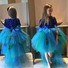 Load image into Gallery viewer, toddle little girl dresses sparkly blue flower girl dresses tulle tutu pageant litte girl dresses
