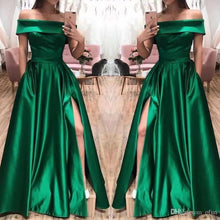 Load image into Gallery viewer, cheap prom dresses 2021 green boat neck short sleeve elegant simple long prom gown