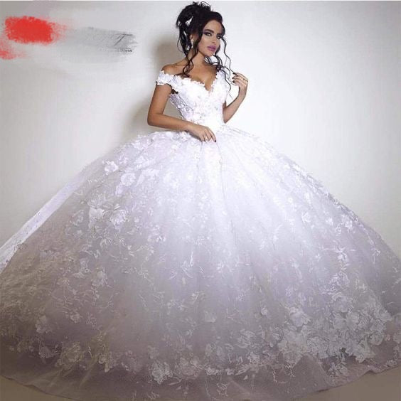 Illusion Princess 3/4 Sleeves White Tulle Formal Dress Maxi Prom Dress