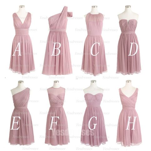 dusty pink bridesmaid dresses short mismatched chiffon cheap custom 2021 wedding party dresses