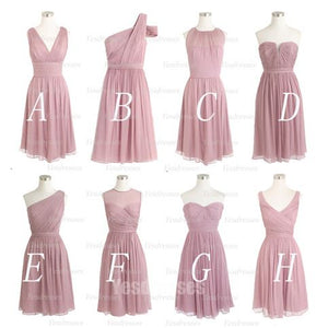 dusty pink bridesmaid dresses short mismatched chiffon cheap custom 2021 wedding party dresses