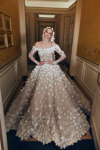 lace applique floral wedding dresses ball gown luxury boho elegant vintage wedding gowns vestido de novia