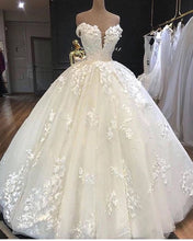 Load image into Gallery viewer, princess wedding dresses boho off white lace applique elegant bridal gown 2021 vestido de novia