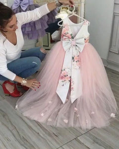 pink flower girl dresses for weddings printed cute 3d flowers cheap baby girl birthday party dresses