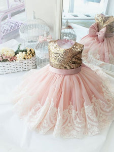 cute baby girl dress for birthday party 2020 pink lace appliqué flower girl dresses for weddings