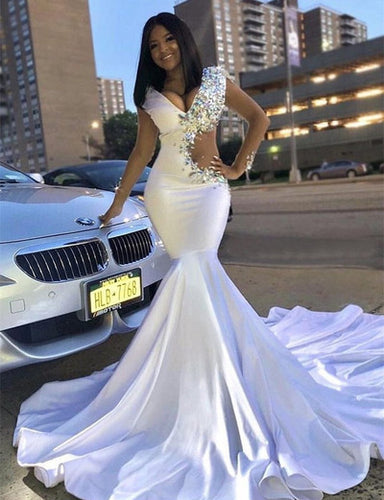 African evening dresses long 2020 mermaid beaded crystals satin elegant evening gown abendkleider