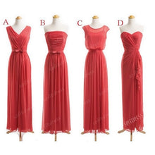 Load image into Gallery viewer, coral bridesmaid dresses long chiffon mismatched cheap custom elegant wedding guest dresses 2021
