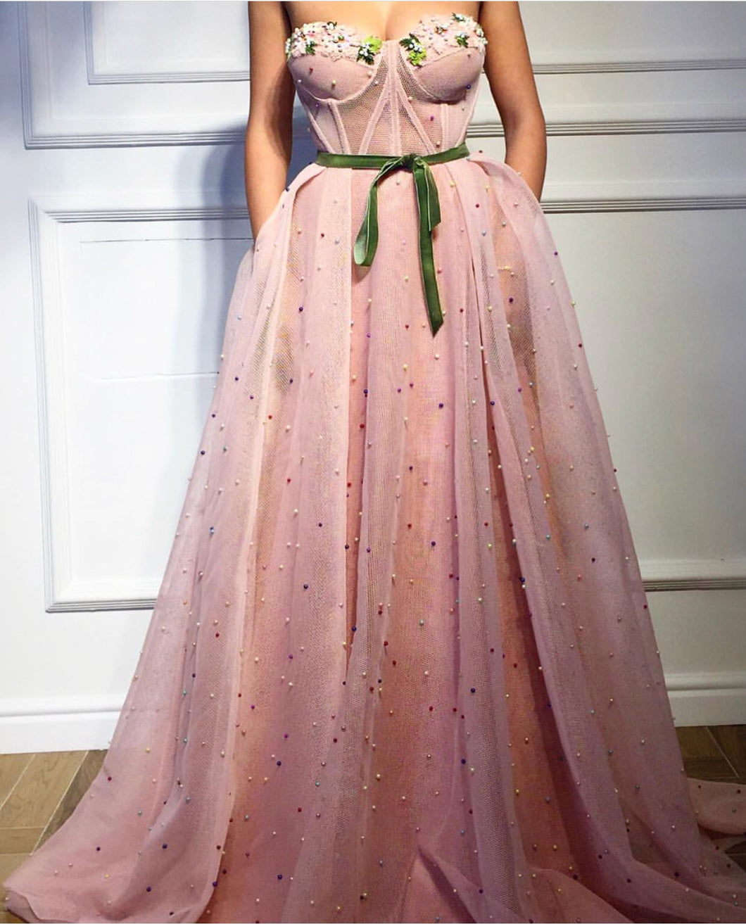 pink prom dresses beaded sweetheart elegant 3d flowers elegant prom gown vestido de graduacion