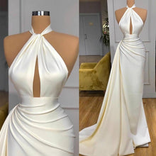Load image into Gallery viewer, white evening dresses long elegant mermaid satin off white simple formal party dresses vestidos de fiesta