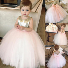 Load image into Gallery viewer, blush pink cute flower girl dresses for weddings gold sequin sleeveless toddle little girl dresses