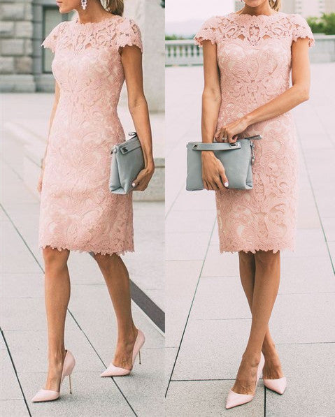 dusty pink bridesmaid dresses short 2020 lace applique cheap elegant mermaid wedding party dress