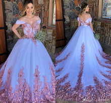 Load image into Gallery viewer, off the shoulder wedding dress ball gowns vestido de novia 2021 lace applique elegant princess luxury wedding gowns