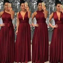 Load image into Gallery viewer, burgundy bridesmaid dresses infinite cheap chiffon a line convertible wedding party dresses 2021