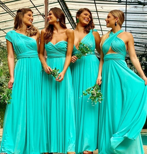 turquoise blue bridesmaid dresses long 2020 infinite convertible chiffon custom wedding party dresses 2021